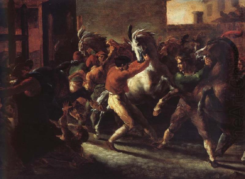 Study to the race of the wild horses, Theodore   Gericault